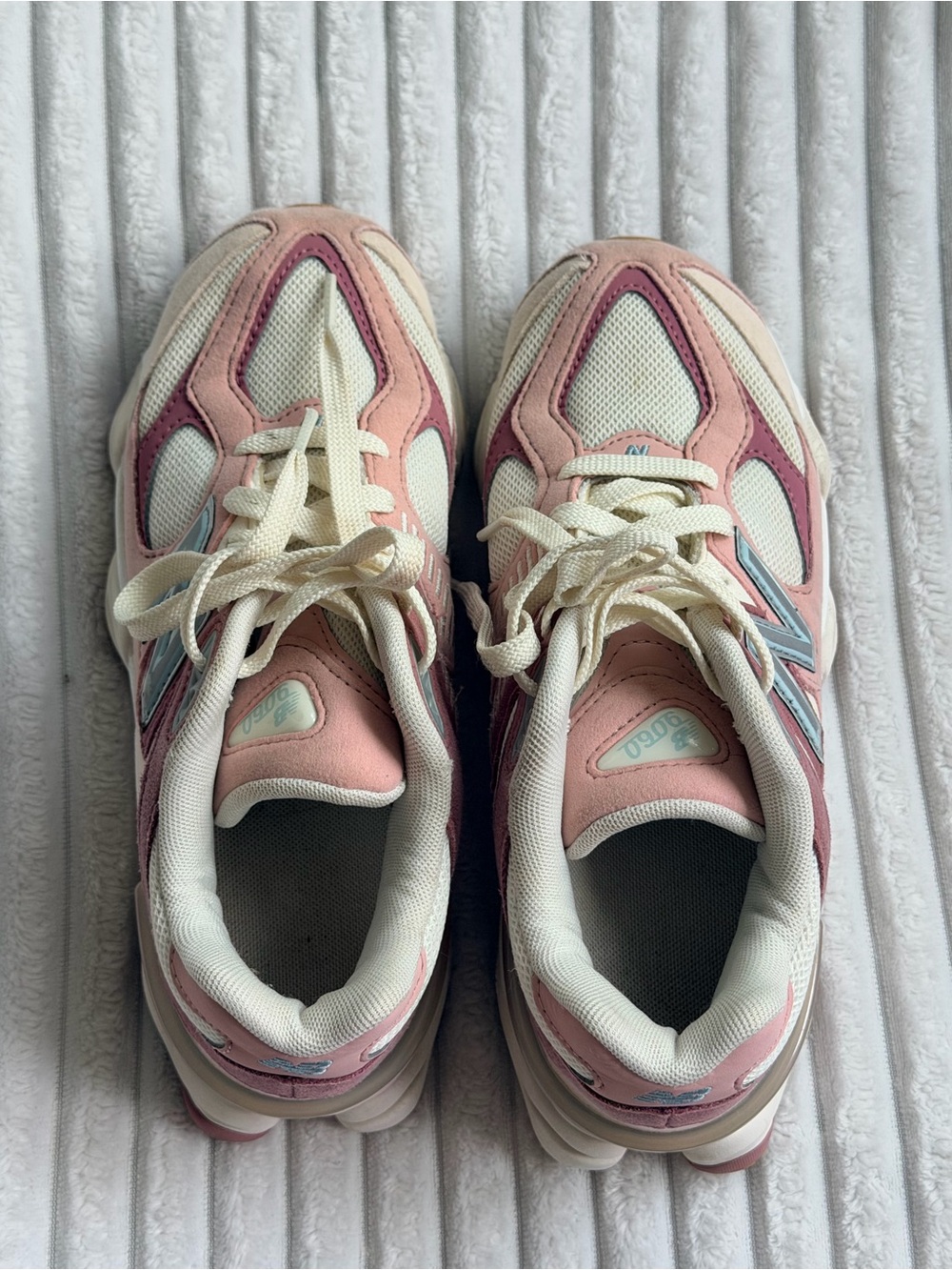 New Balance 9060 Women’s Pink and Cream Running Sneakers